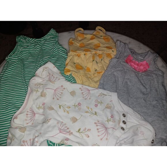 Newborn Summer Baby Girl Bundle 2 Short Sets, 4 One Piece, 1 Fourth of July Bean - Picture 2 of 4